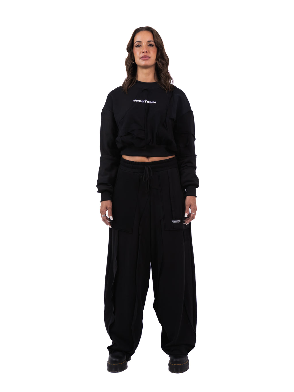 Spectrum Patchwork Cropped Sweatshirt