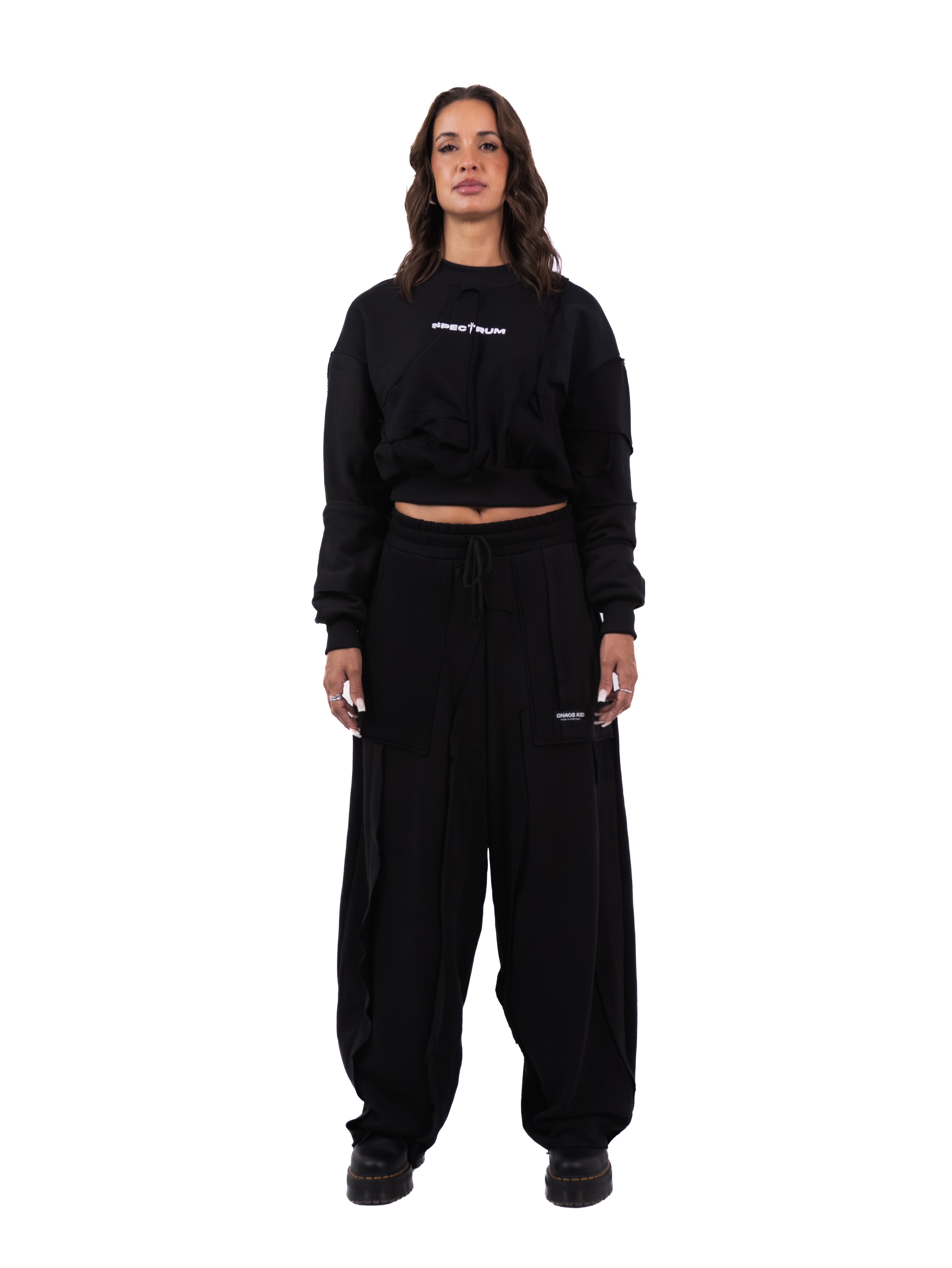 Spectrum Patchwork Cropped Sweatshirt