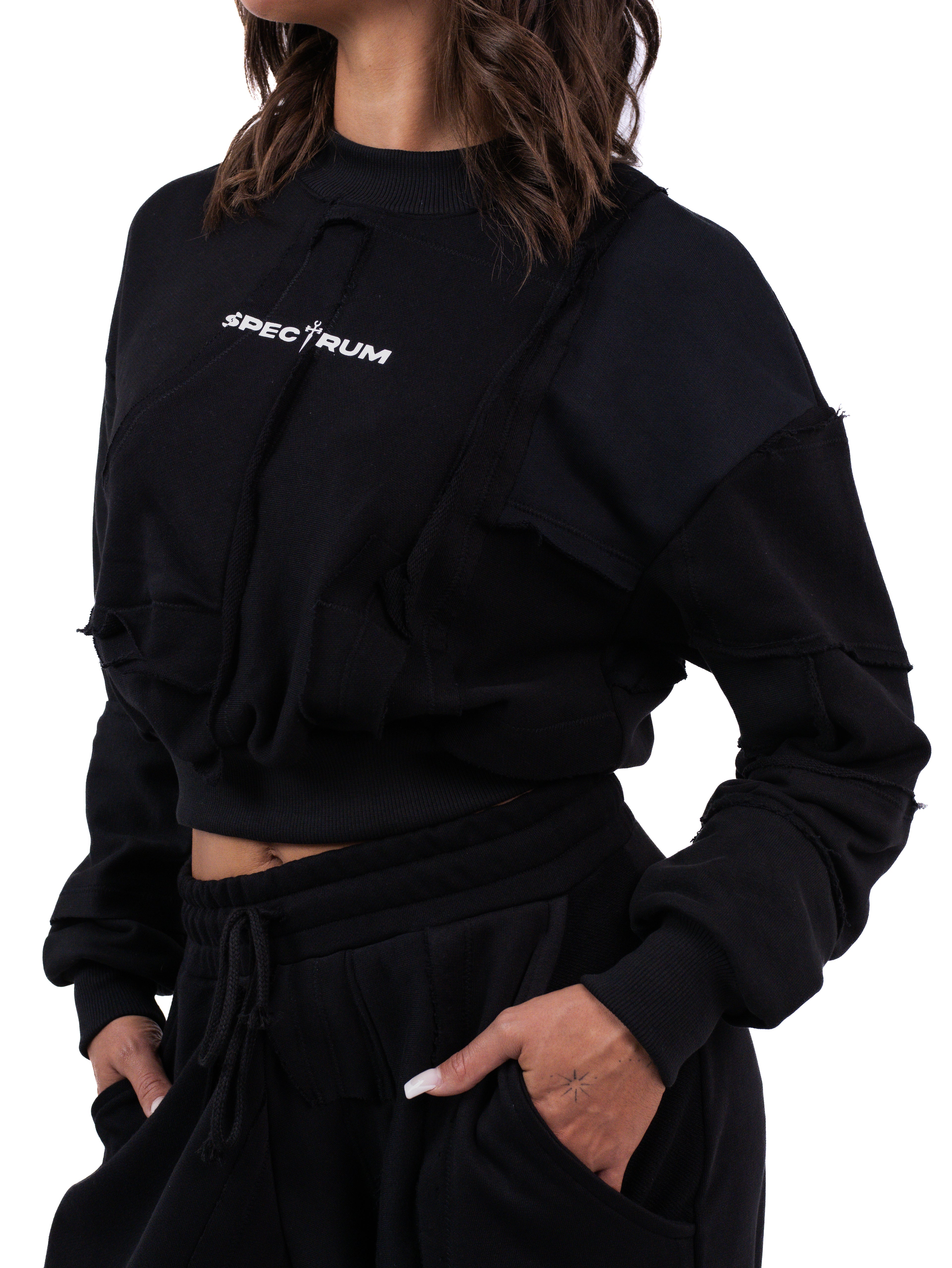 Spectrum Patchwork Cropped Sweatshirt